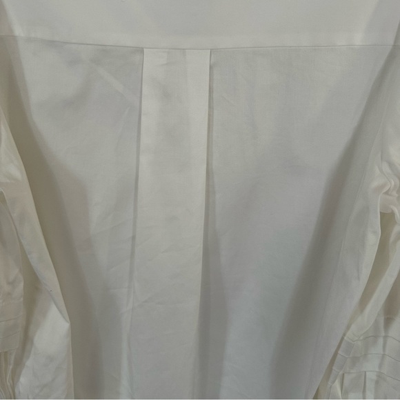White 3/4 Sleeve Button Down Shirt with Pleated Design - Picture 15 of 16